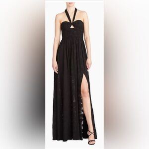 AMUR Black Lilyana Halter Formal Maxi Dress